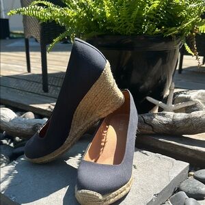 J. Crew Navy canvas Wedge Espadrilles